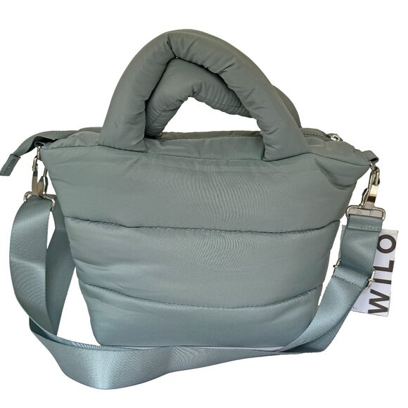 Wilo The Label Light Sage Green Mini Two Strap Puffer Tote/Crossbody Bag NWT - Picture 3 of 11